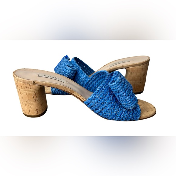 CASADEI Blue Raffia Sandle Mules, Size 40. Italian Made. Leather. EUC! - Picture 4 of 10